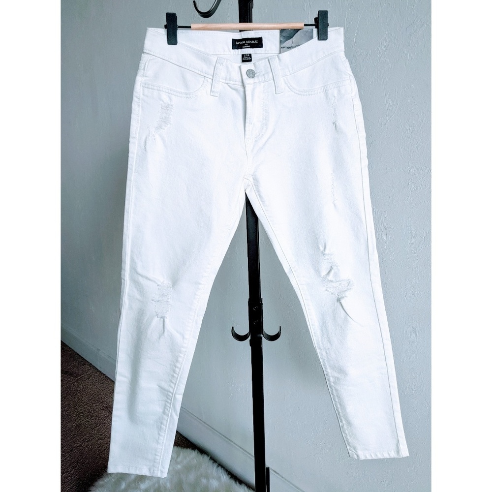 Banana Republic White Distressed Legging Jeans